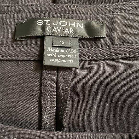 St. John Caviar Pants‎ Mid Rise Tapered Stretch Dress USA Made Sz 12 EUC - Picture 7 of 14